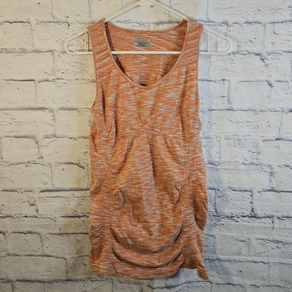 Athleta Fastest Track Tank Top Orange Sleeveless Ruched Small Active Tank